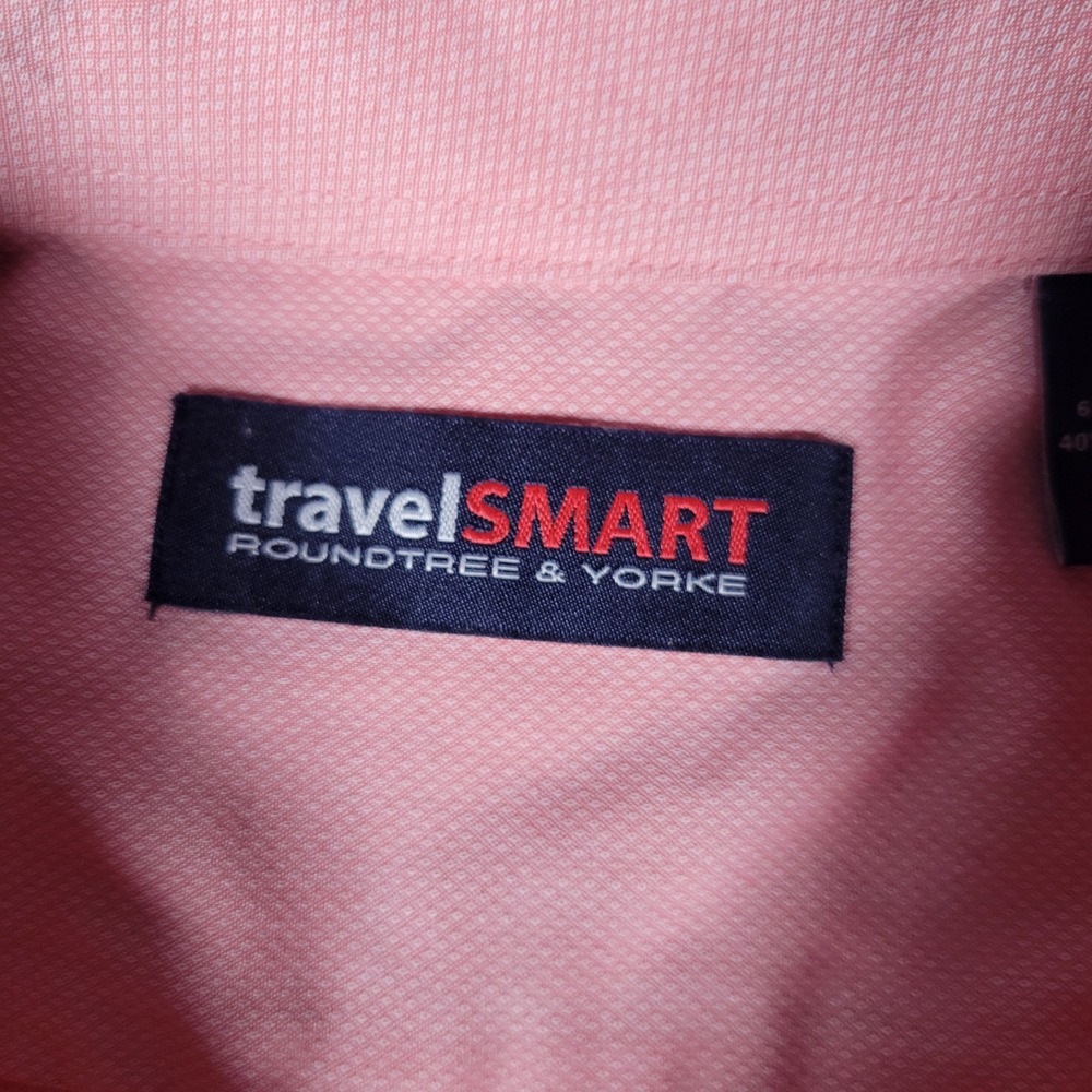 Roundtree & Yorke TravelSmart Shirt Mens XXL Pink Long Sleeve Texture Pocket - Picture 8 of 12